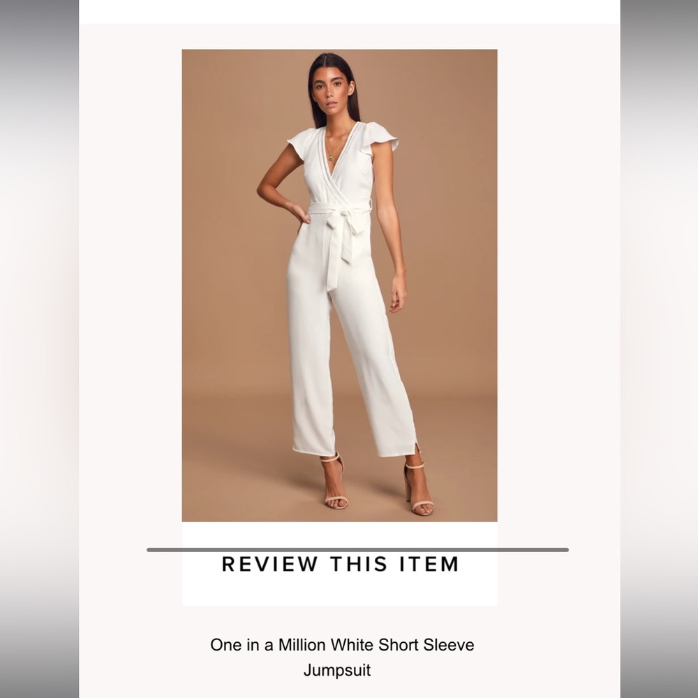 Lulu’s white short sleeve jumpsuit